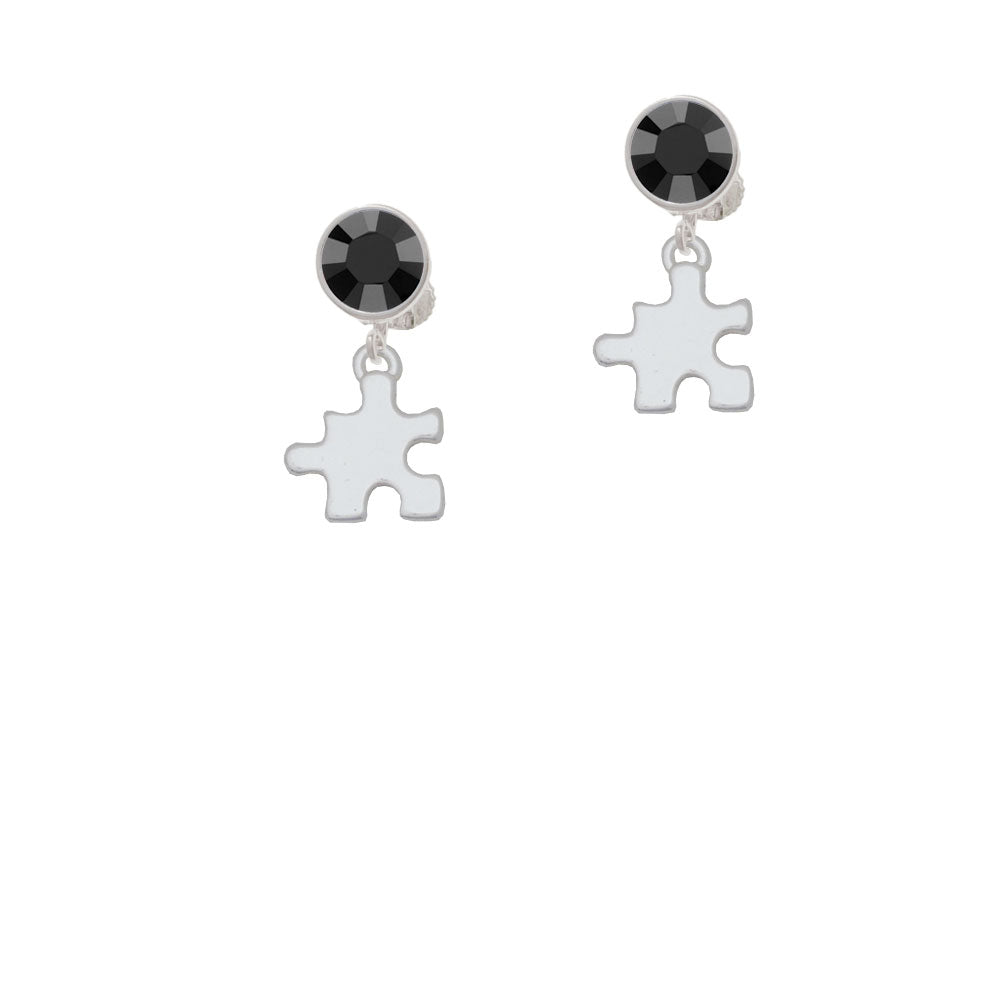 Puzzle Piece Crystal Clip On Earrings Image 3