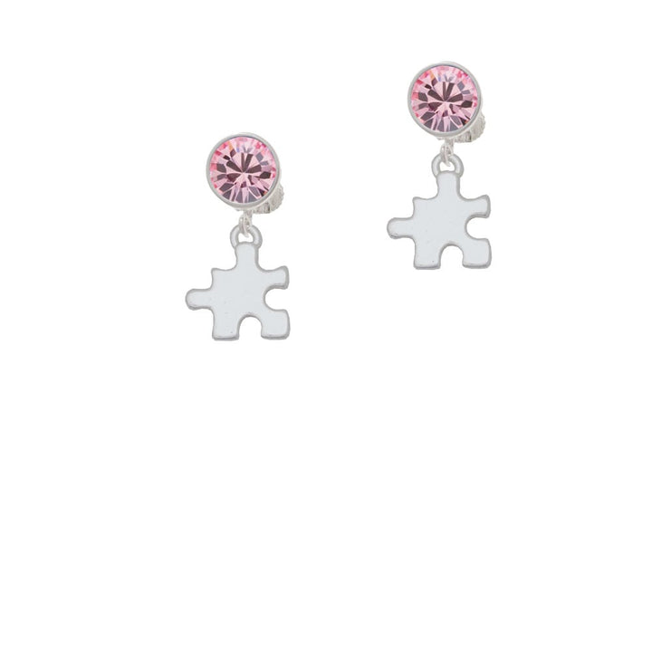 Puzzle Piece Crystal Clip On Earrings Image 1