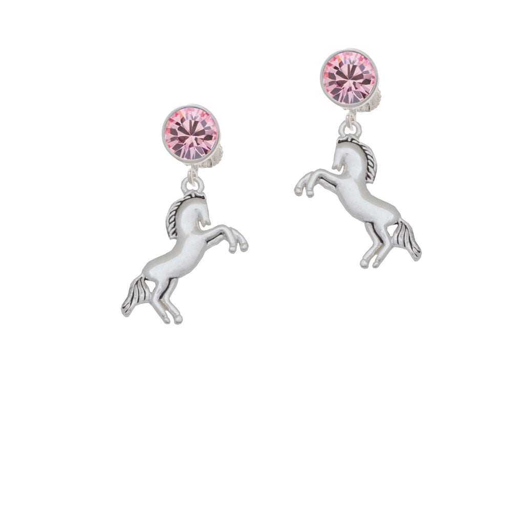 Small Rearing Horse Crystal Clip On Earrings Image 4