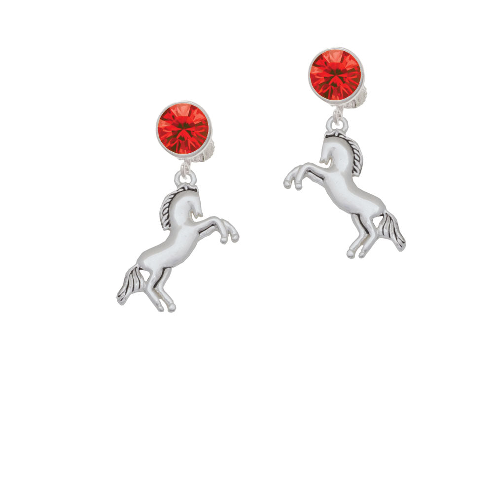 Small Rearing Horse Crystal Clip On Earrings Image 4