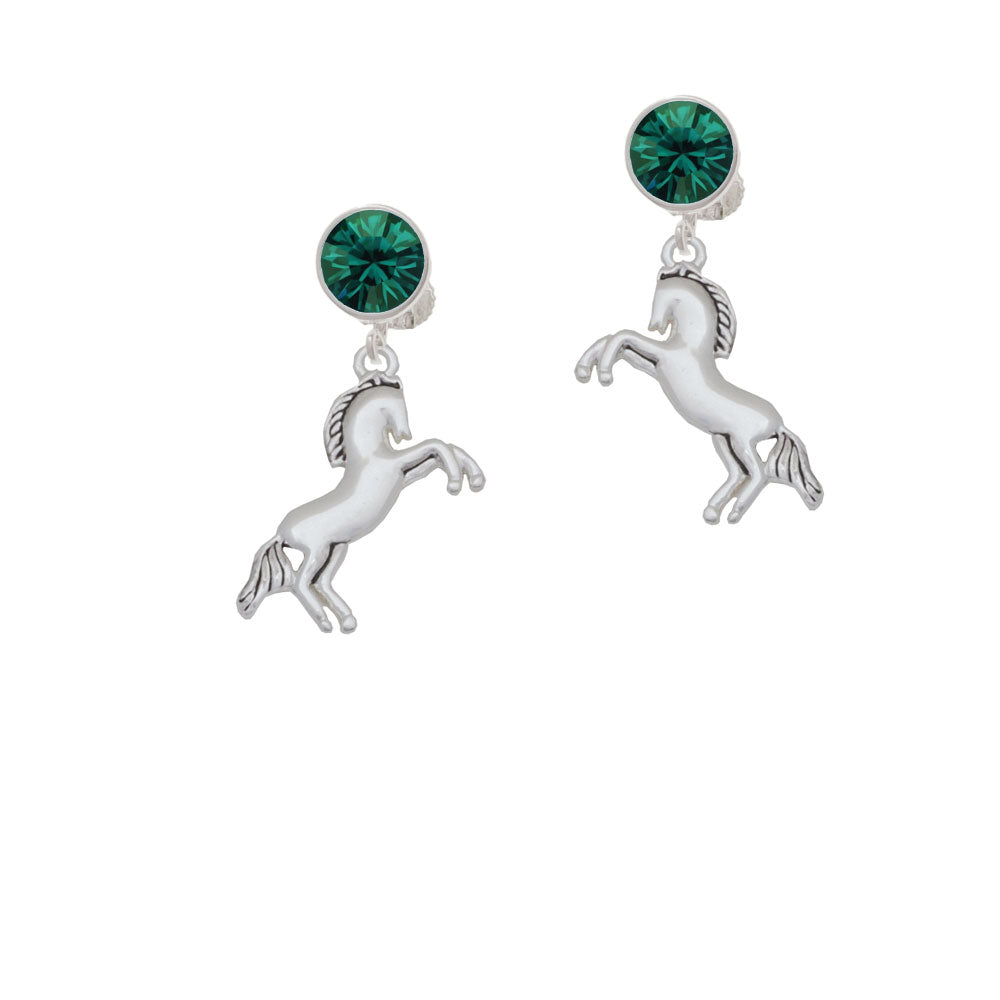 Small Rearing Horse Crystal Clip On Earrings Image 6