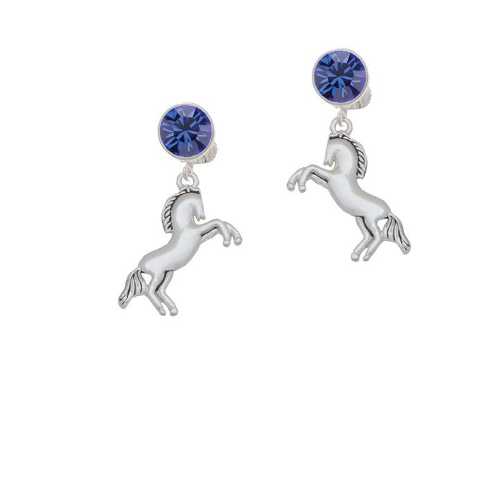 Small Rearing Horse Crystal Clip On Earrings Image 7