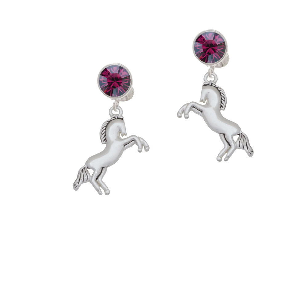 Small Rearing Horse Crystal Clip On Earrings Image 8