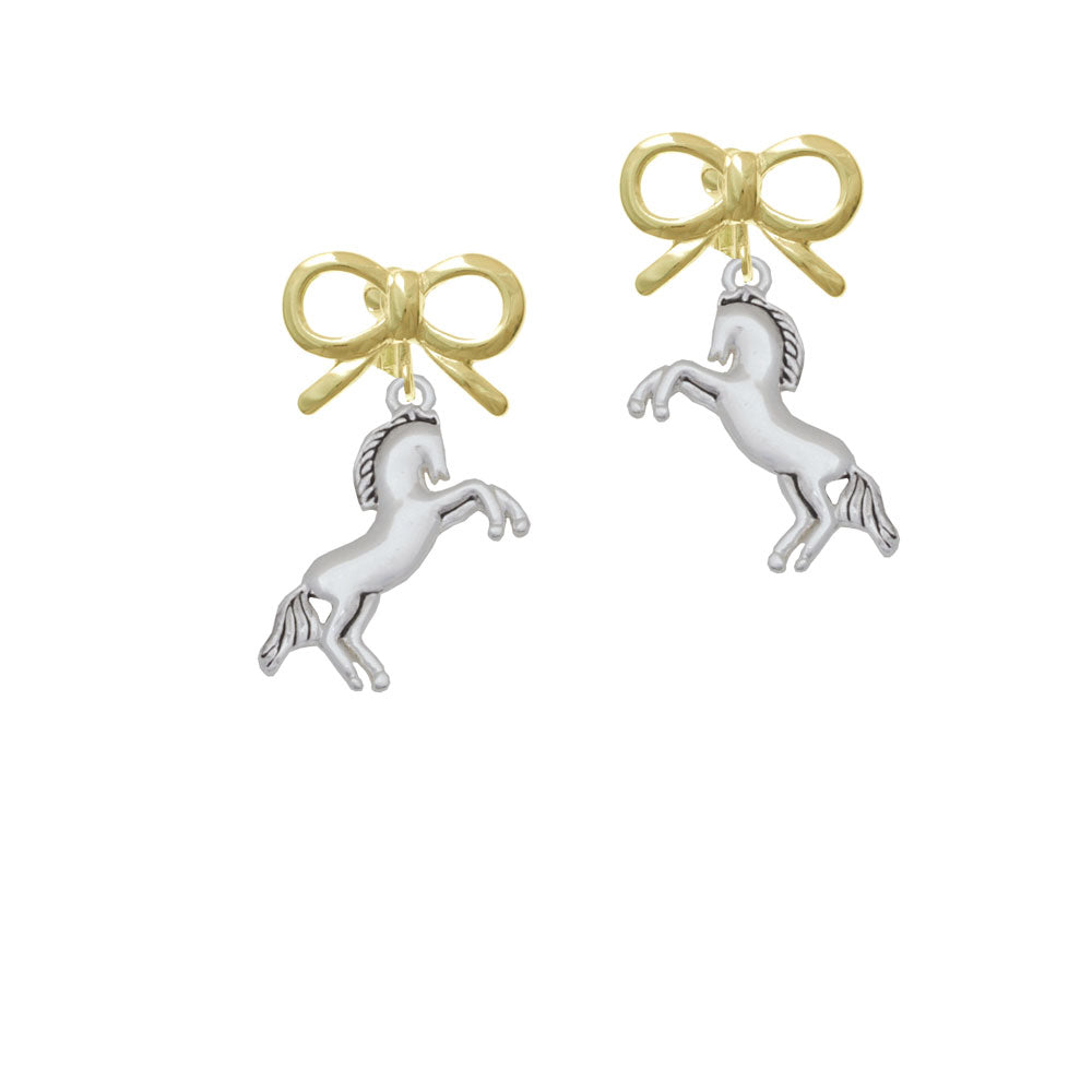 Small Rearing Horse Crystal Clip On Earrings Image 10