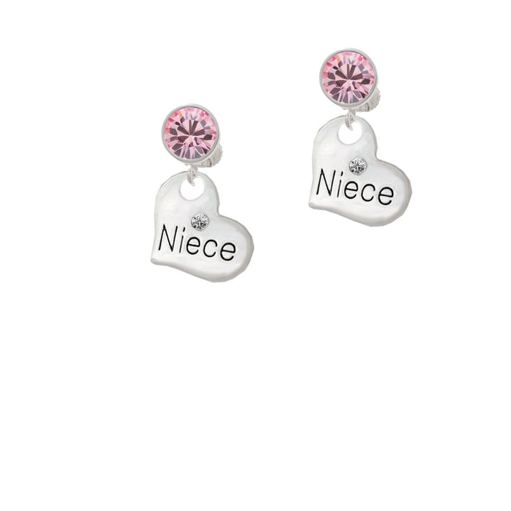 Large Niece Heart Crystal Clip On Earrings Image 4