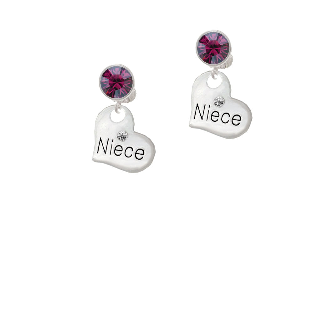 Large Niece Heart Crystal Clip On Earrings Image 8