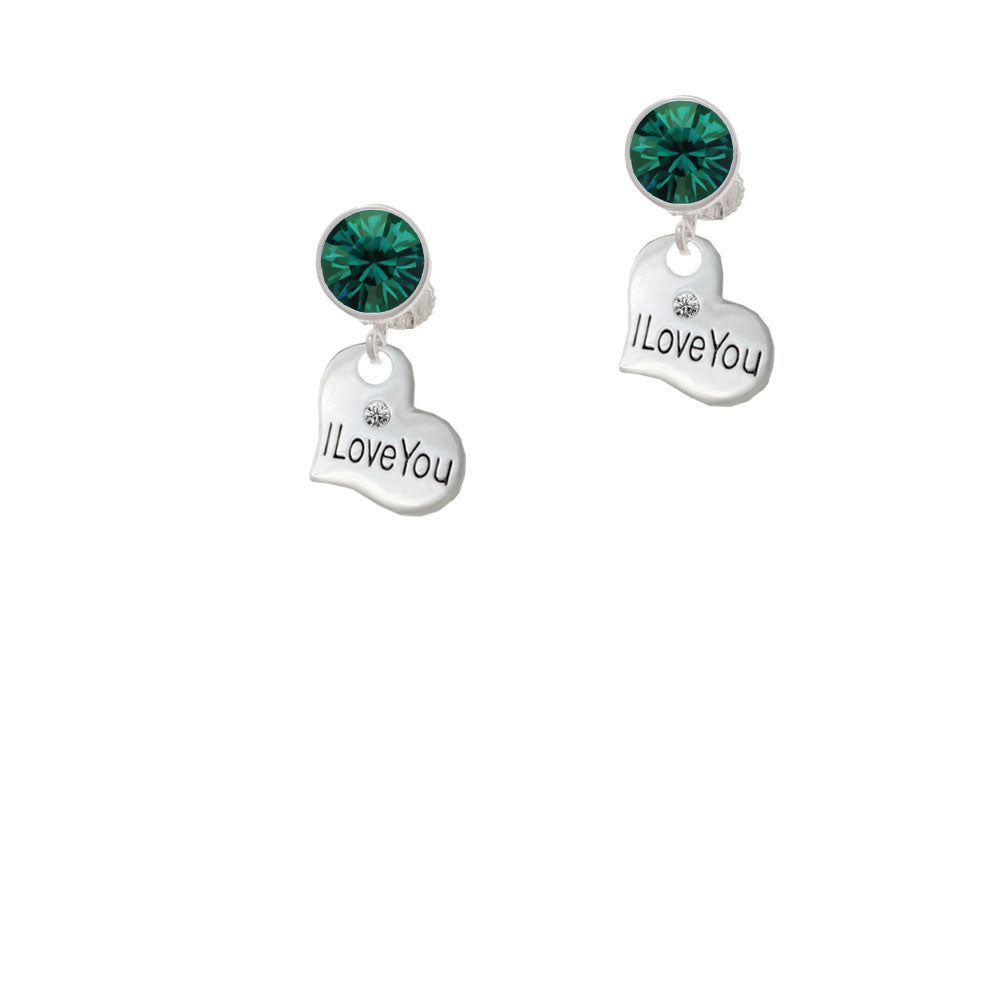 Small I Love You Heart Crystal Clip On Earrings Image 6