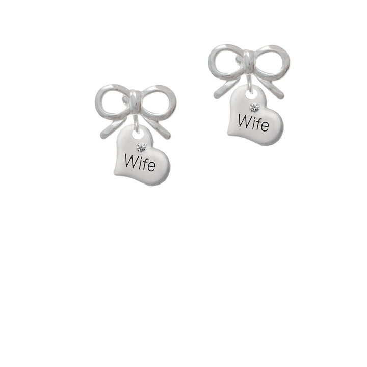 Small Wife Heart Crystal Clip On Earrings Image 9