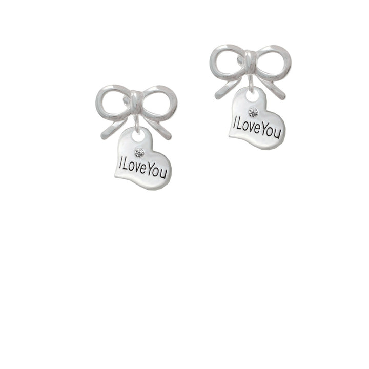 Small I Love You Heart Crystal Clip On Earrings Image 9