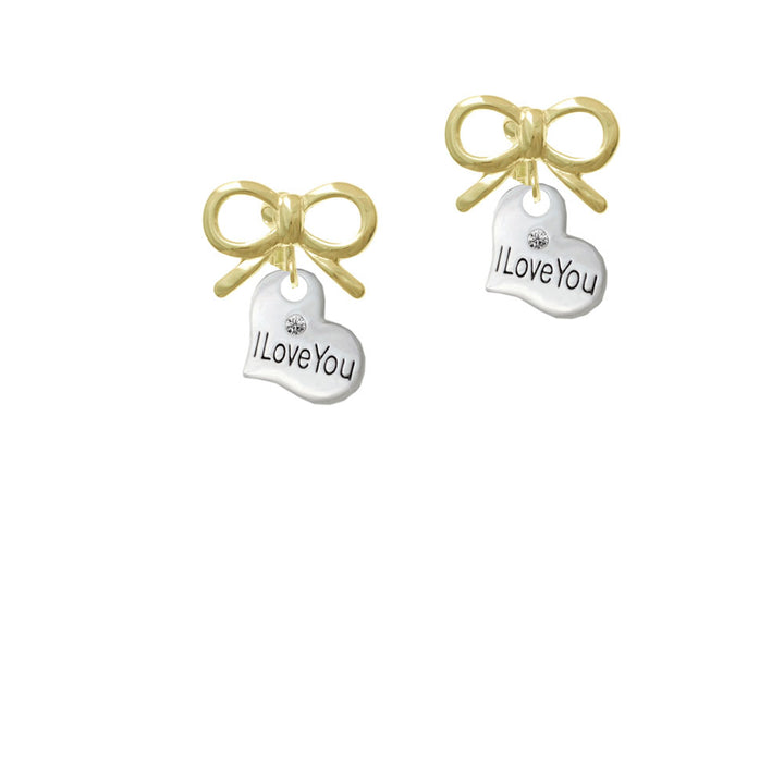 Small I Love You Heart Crystal Clip On Earrings Image 10