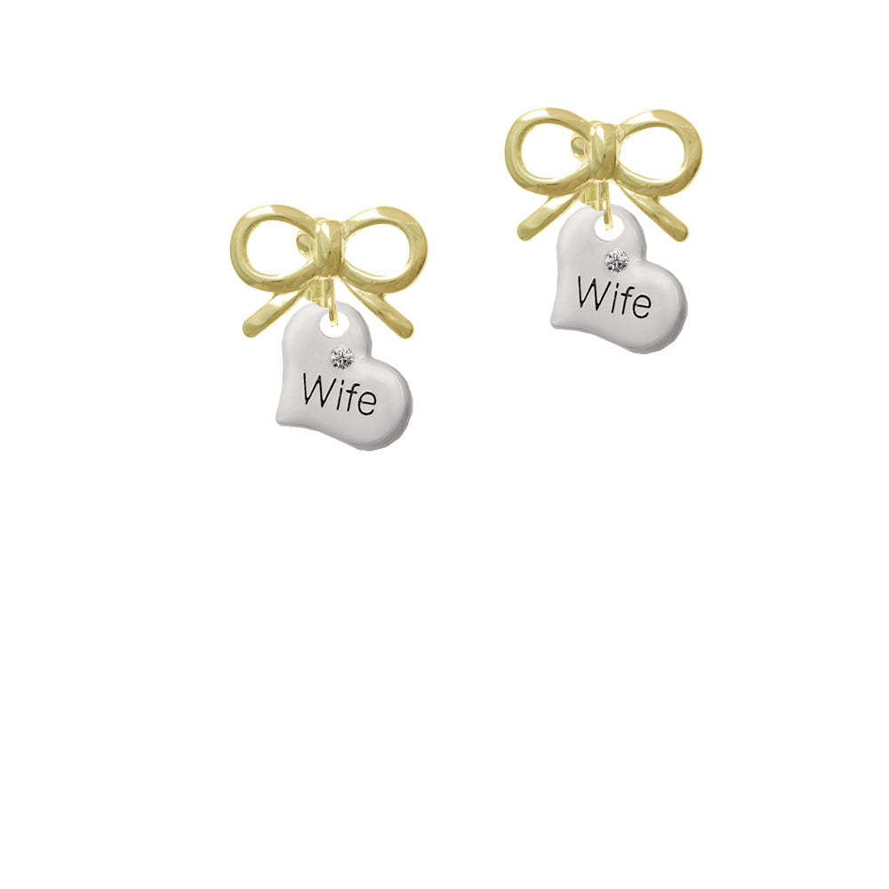 Small Wife Heart Crystal Clip On Earrings Image 10