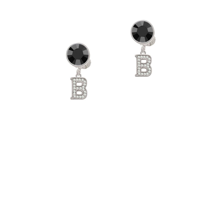 Small Crystal Initial - B - Crystal Clip On Earrings Image 1