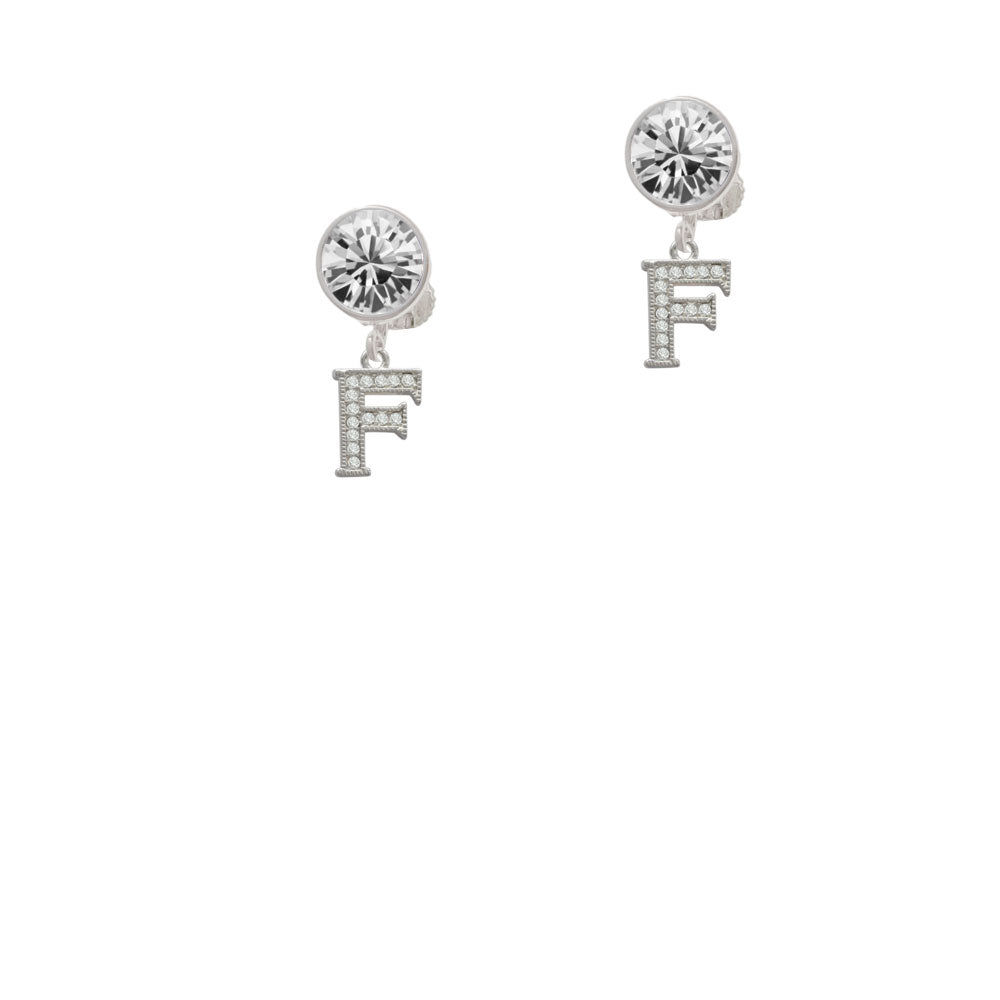 Small Crystal Initial - F - Crystal Clip On Earrings Image 2