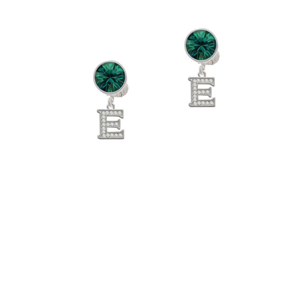 Small Crystal Initial - E - Crystal Clip On Earrings Image 6