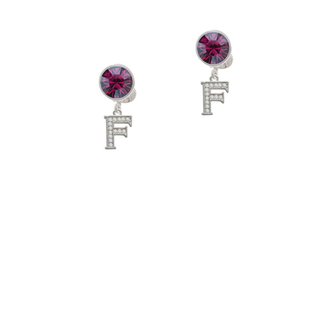 Small Crystal Initial - F - Crystal Clip On Earrings Image 8