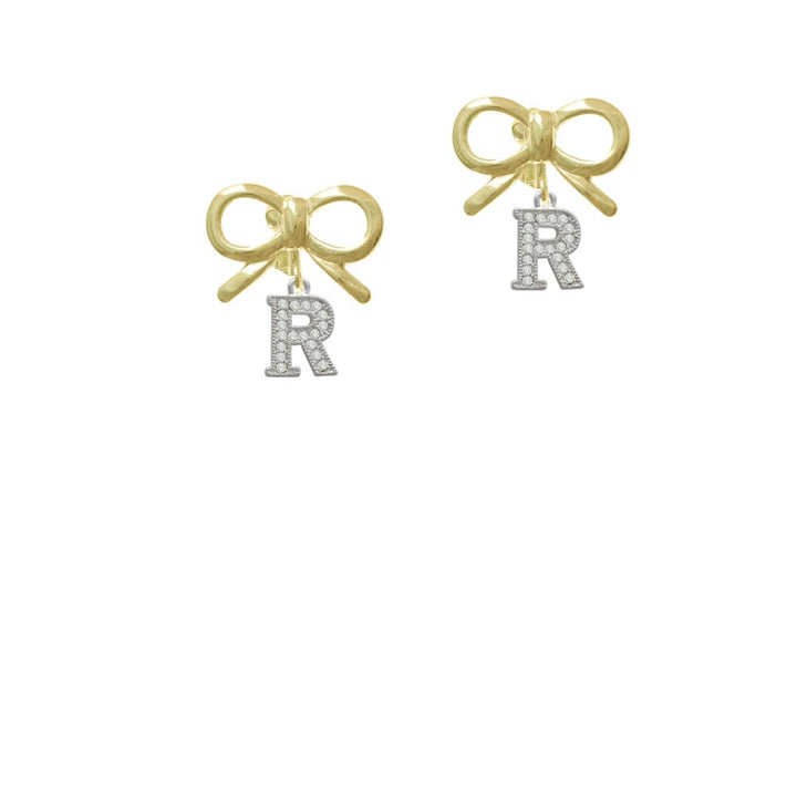 Small Crystal Initial - R - Crystal Clip On Earrings Image 10