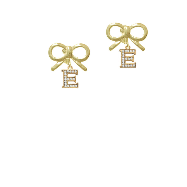 Gold Tone Small Crystal Initial - E - Crystal Clip On Earrings Image 10