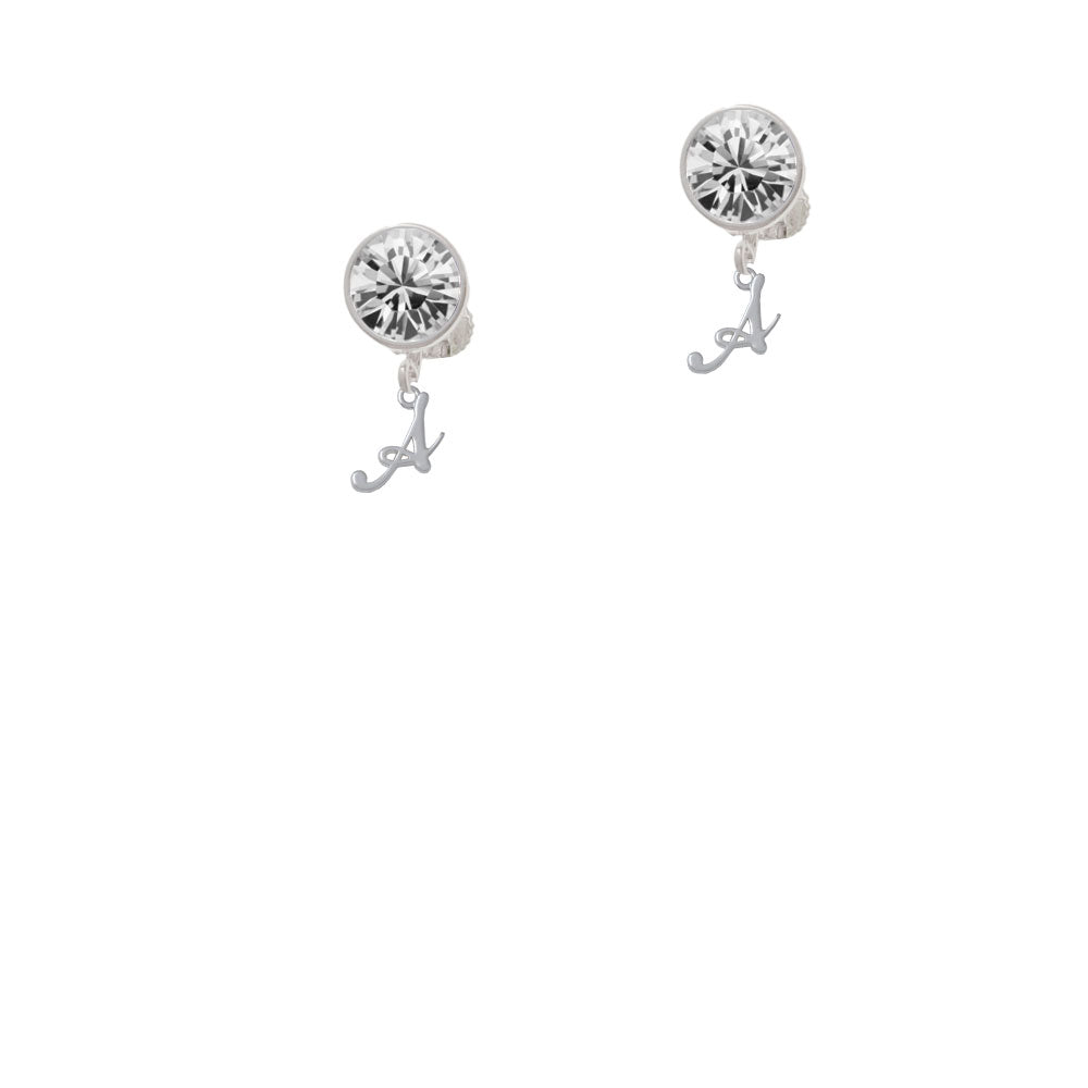 Mini Gelato Script Initial - A - Crystal Clip On Earrings Image 2