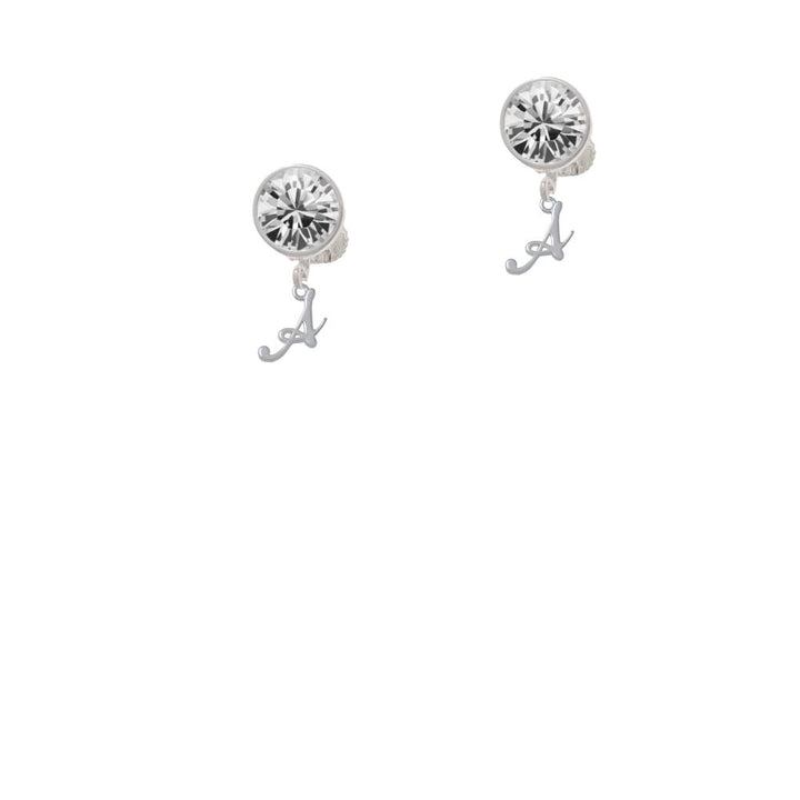 Mini Gelato Script Initial - A - Crystal Clip On Earrings Image 1