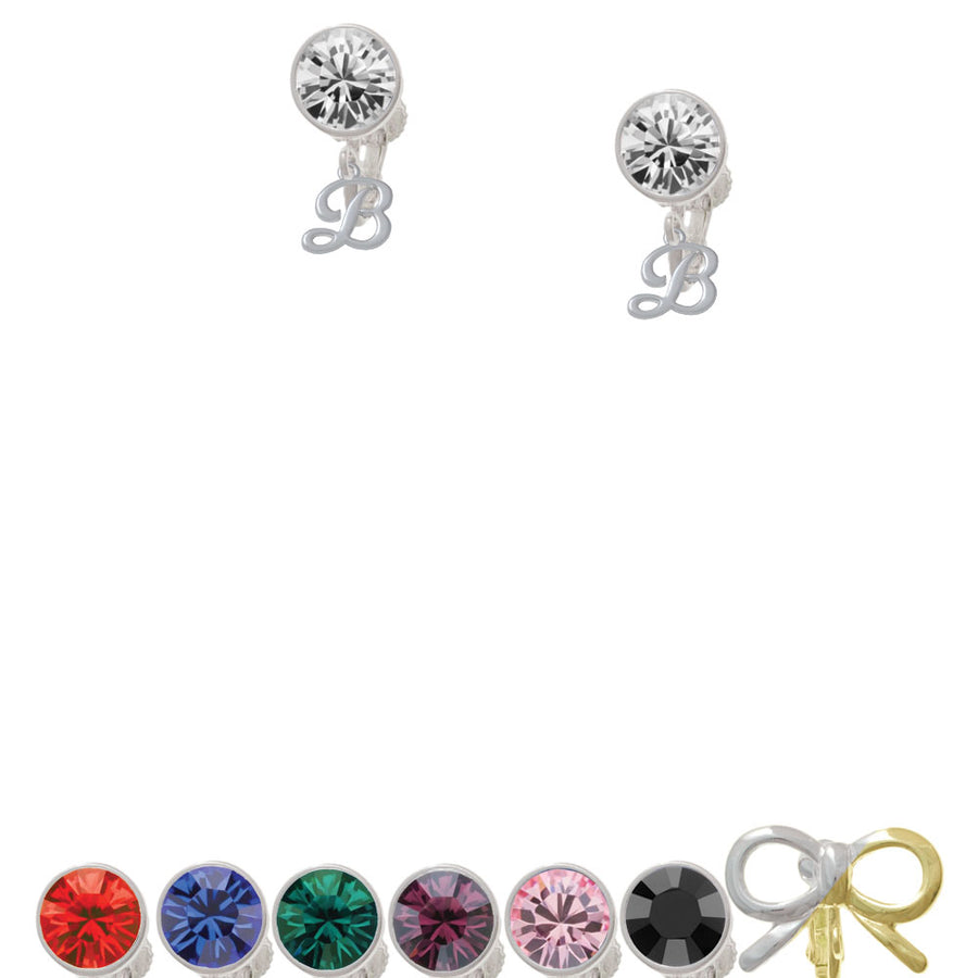 Mini Gelato Script Initial - B - Crystal Clip On Earrings Image 1