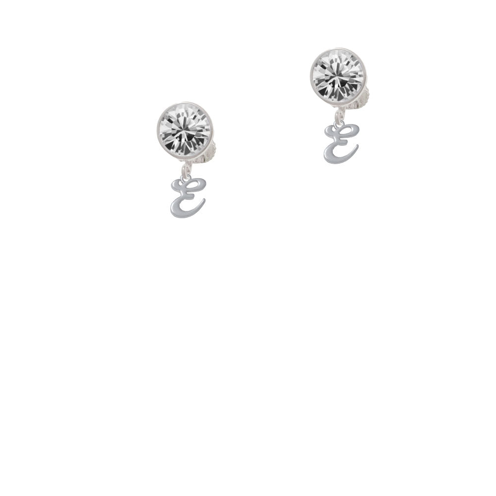 Mini Gelato Script Initial - E - Crystal Clip On Earrings Image 2