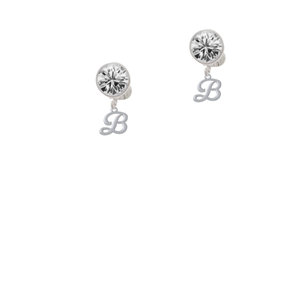 Mini Gelato Script Initial - B - Crystal Clip On Earrings Image 2