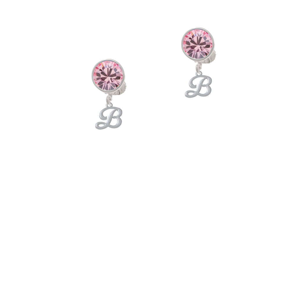 Mini Gelato Script Initial - B - Crystal Clip On Earrings Image 4