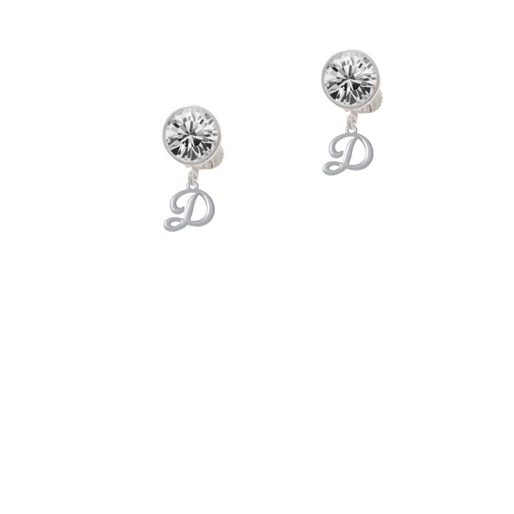 Mini Gelato Script Initial - D - Crystal Clip On Earrings Image 2