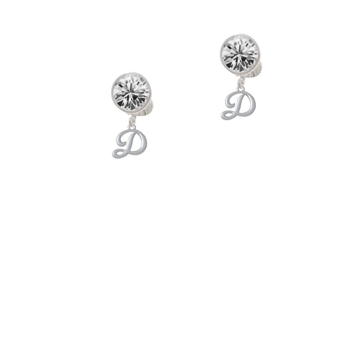 Mini Gelato Script Initial - D - Crystal Clip On Earrings Image 1