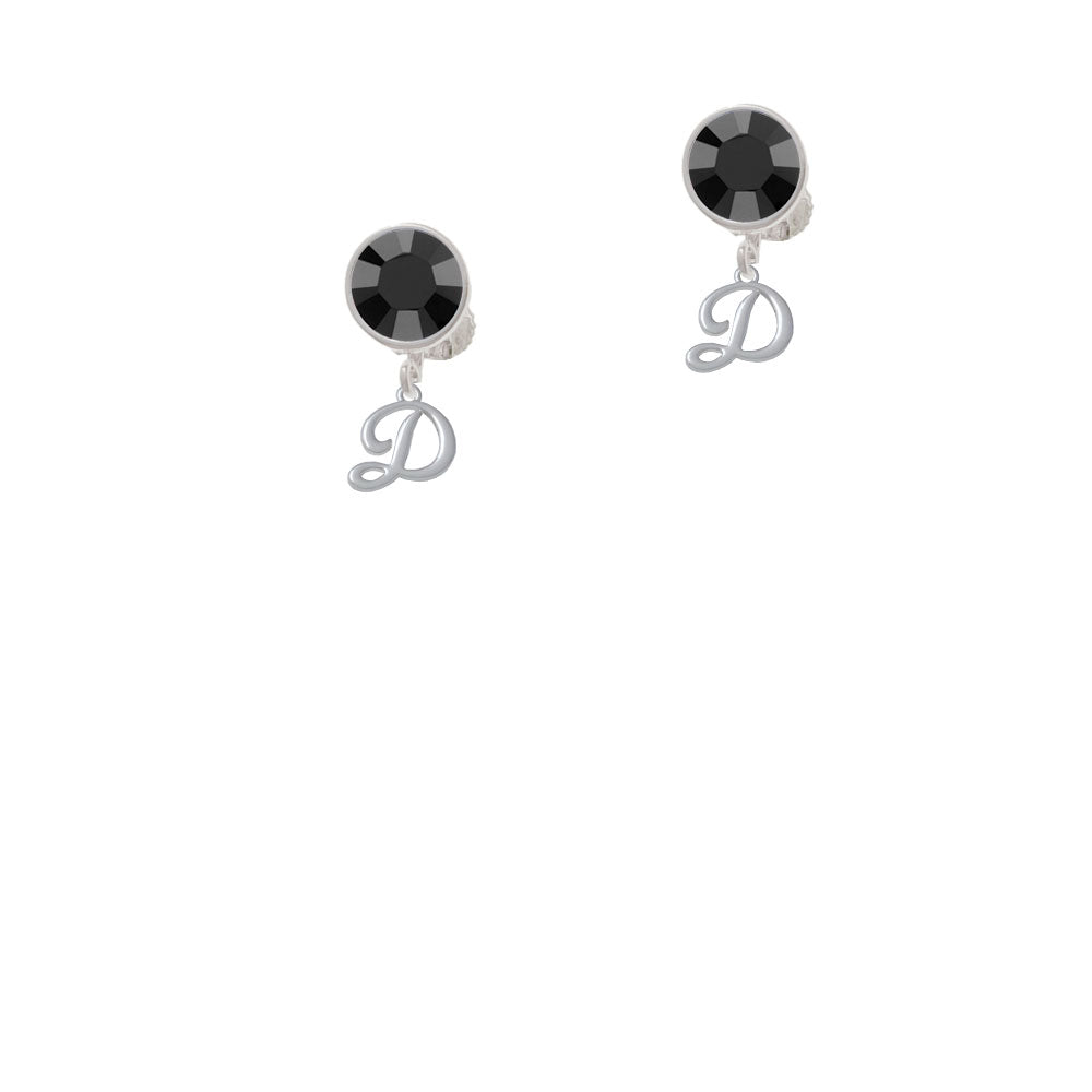 Mini Gelato Script Initial - D - Crystal Clip On Earrings Image 3