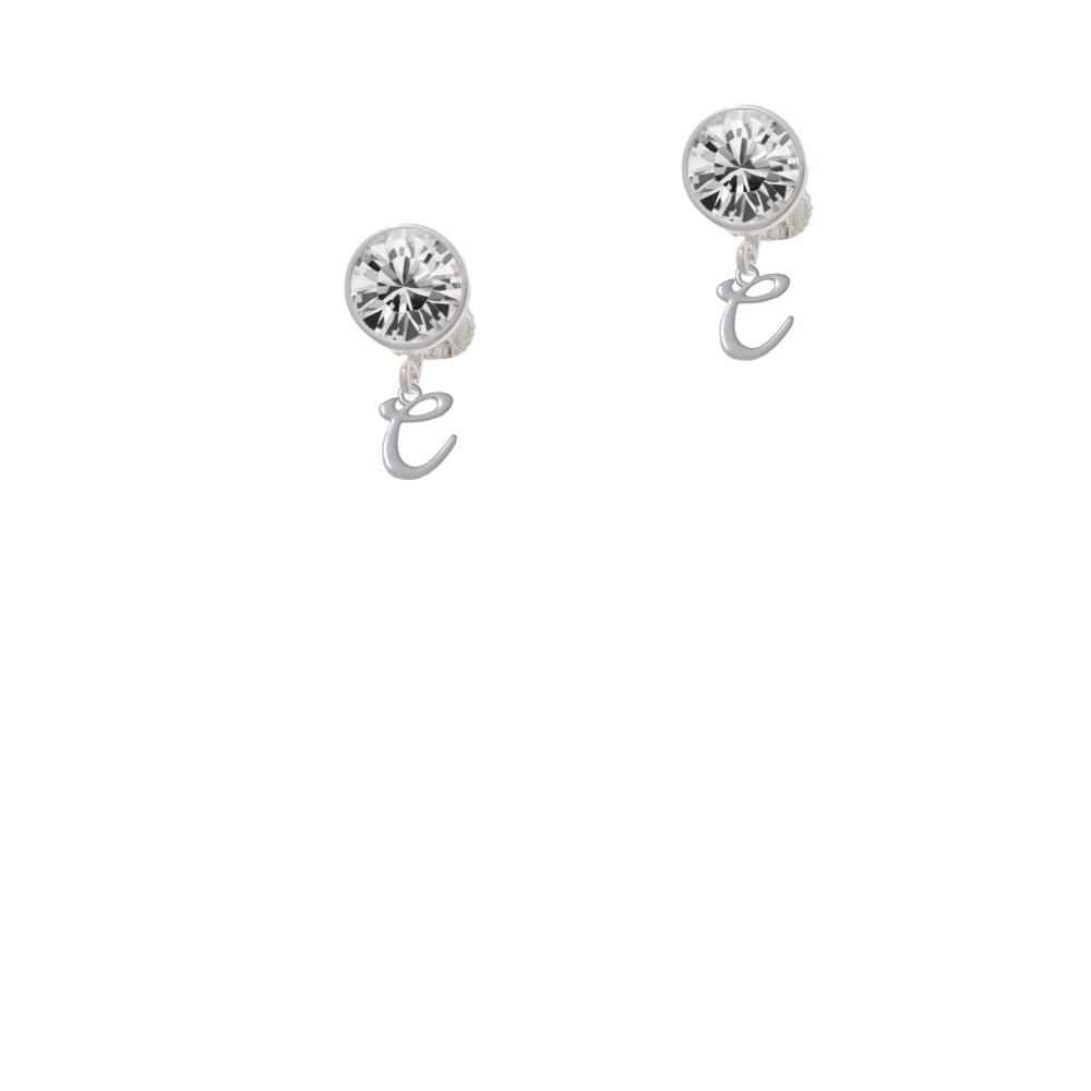 Mini Gelato Script Initial - C - Crystal Clip On Earrings Image 2