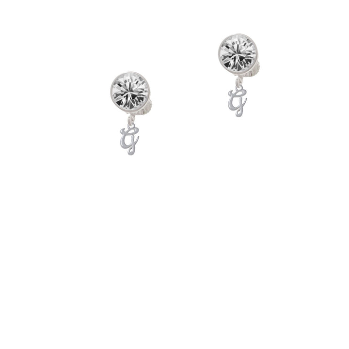 Mini Gelato Script Initial - G - Crystal Clip On Earrings Image 2