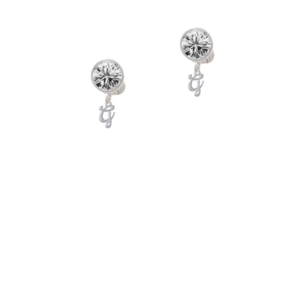 Mini Gelato Script Initial - G - Crystal Clip On Earrings Image 1