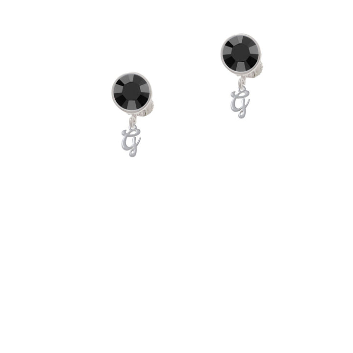 Mini Gelato Script Initial - G - Crystal Clip On Earrings Image 3