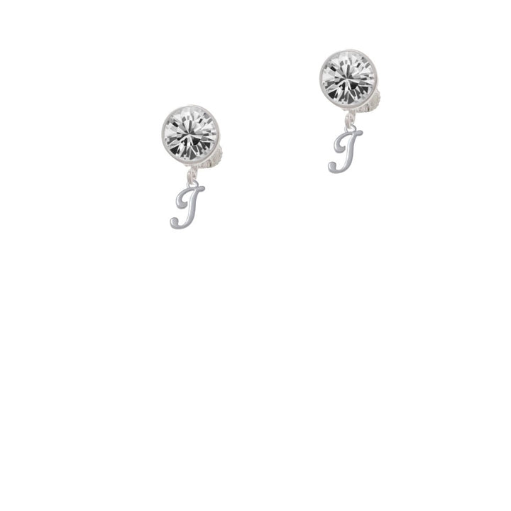 Mini Gelato Script Initial - I - Crystal Clip On Earrings Image 1