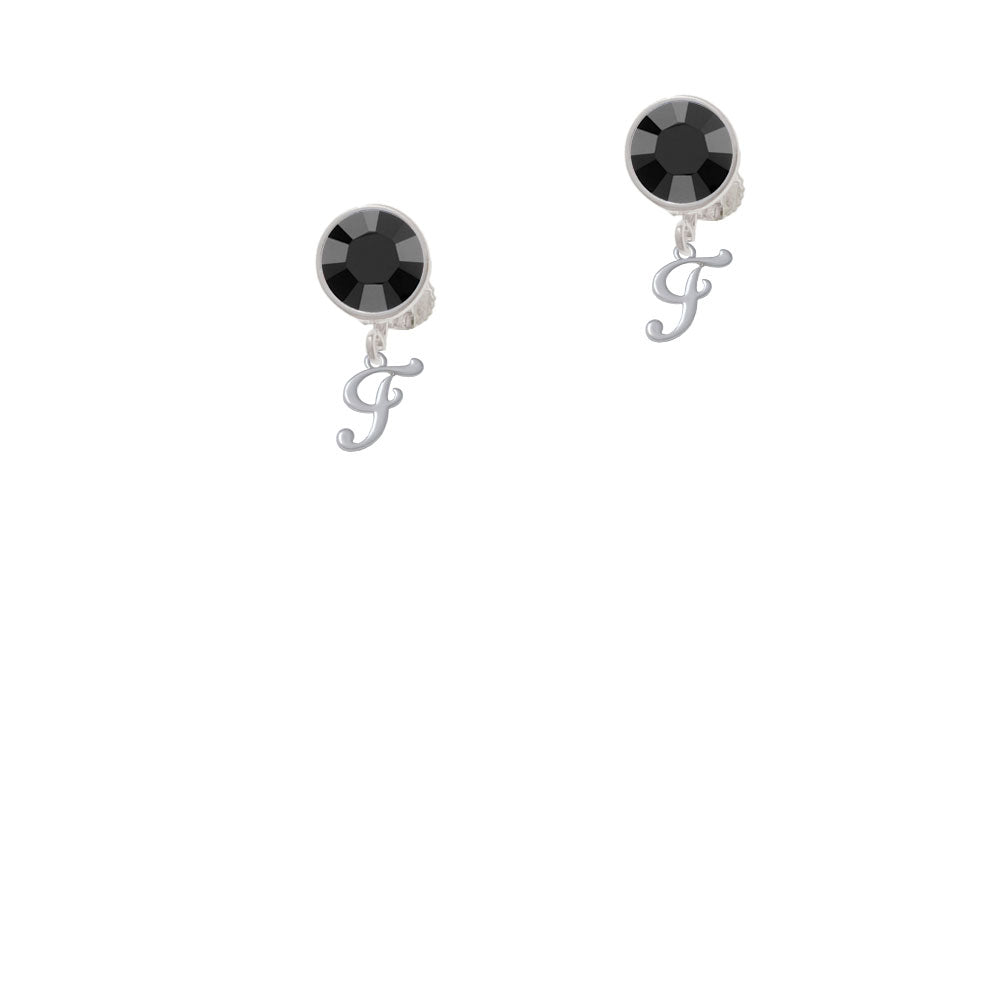 Mini Gelato Script Initial - F - Crystal Clip On Earrings Image 3