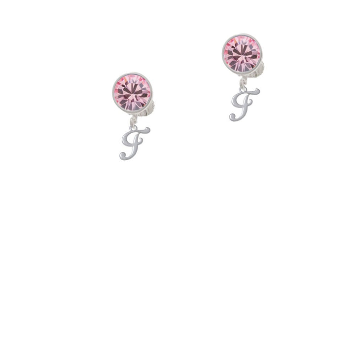 Mini Gelato Script Initial - F - Crystal Clip On Earrings Image 4