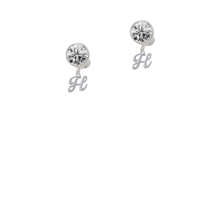 Mini Gelato Script Initial - H - Crystal Clip On Earrings Image 2