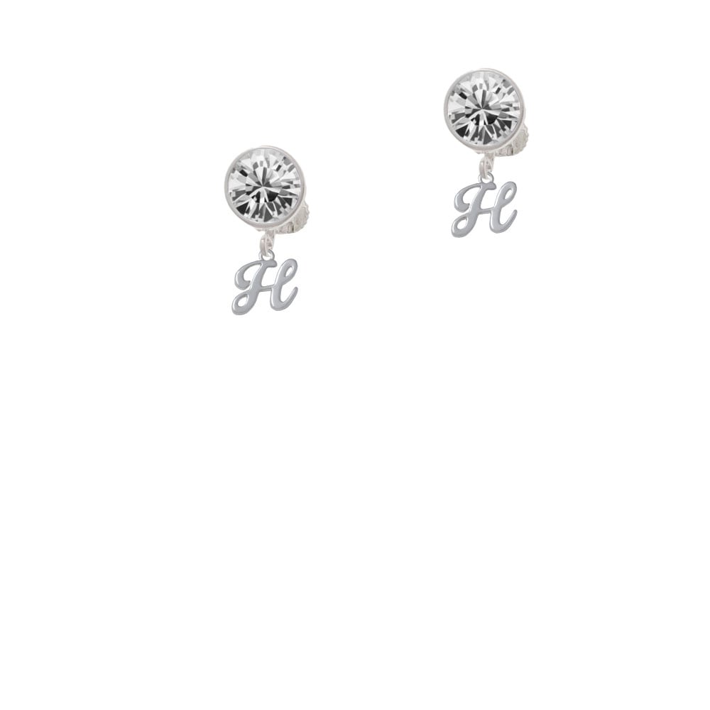 Mini Gelato Script Initial - H - Crystal Clip On Earrings Image 1