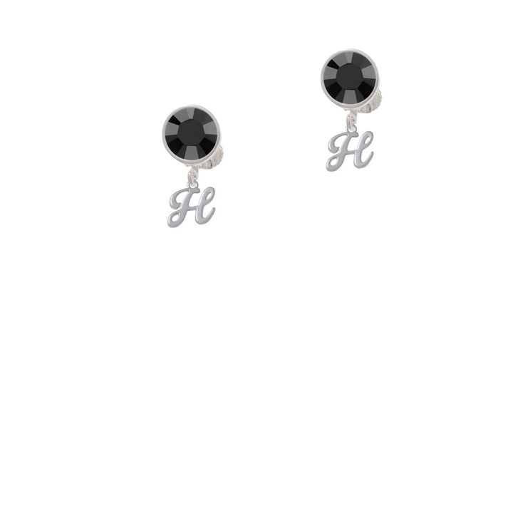 Mini Gelato Script Initial - H - Crystal Clip On Earrings Image 3