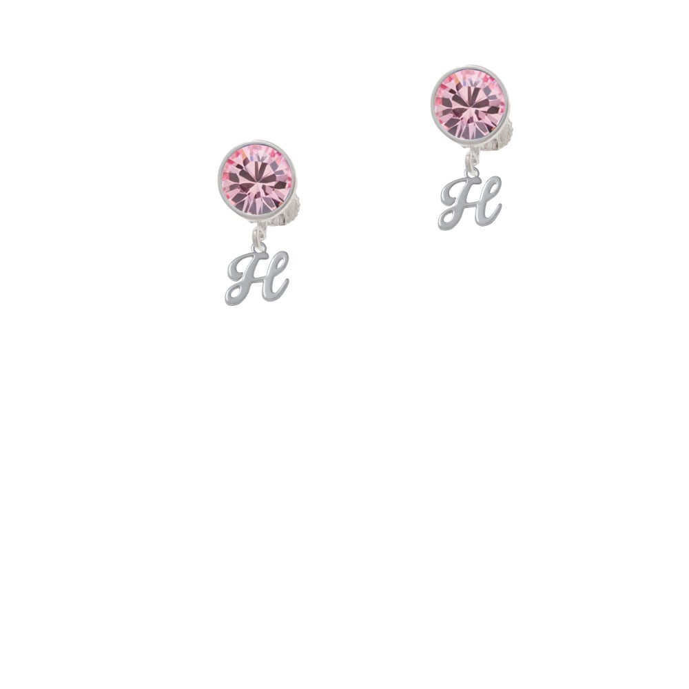 Mini Gelato Script Initial - H - Crystal Clip On Earrings Image 4