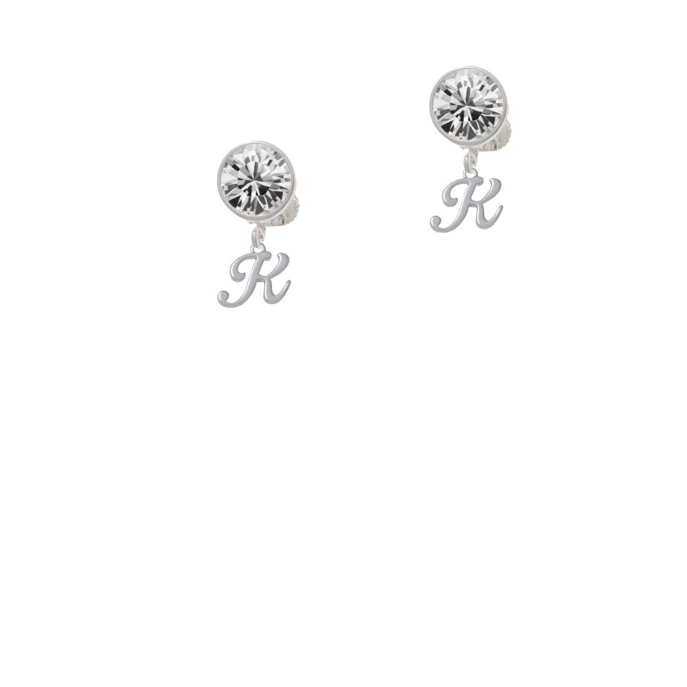 Mini Gelato Script Initial - K - Crystal Clip On Earrings Image 2