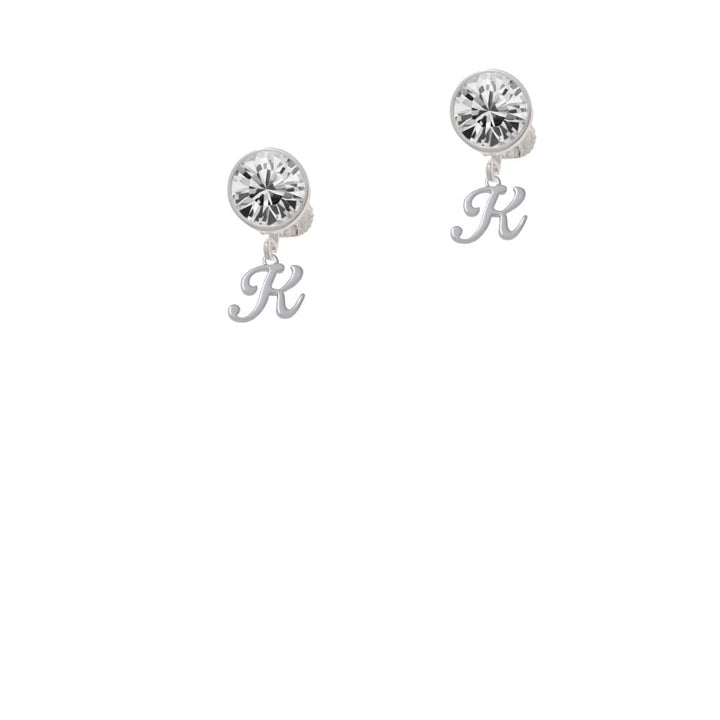 Mini Gelato Script Initial - K - Crystal Clip On Earrings Image 1