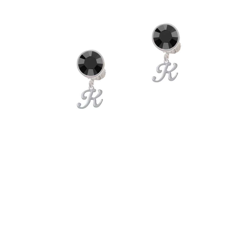 Mini Gelato Script Initial - K - Crystal Clip On Earrings Image 3