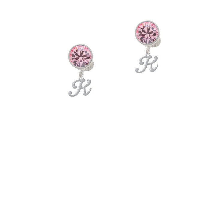 Mini Gelato Script Initial - K - Crystal Clip On Earrings Image 1