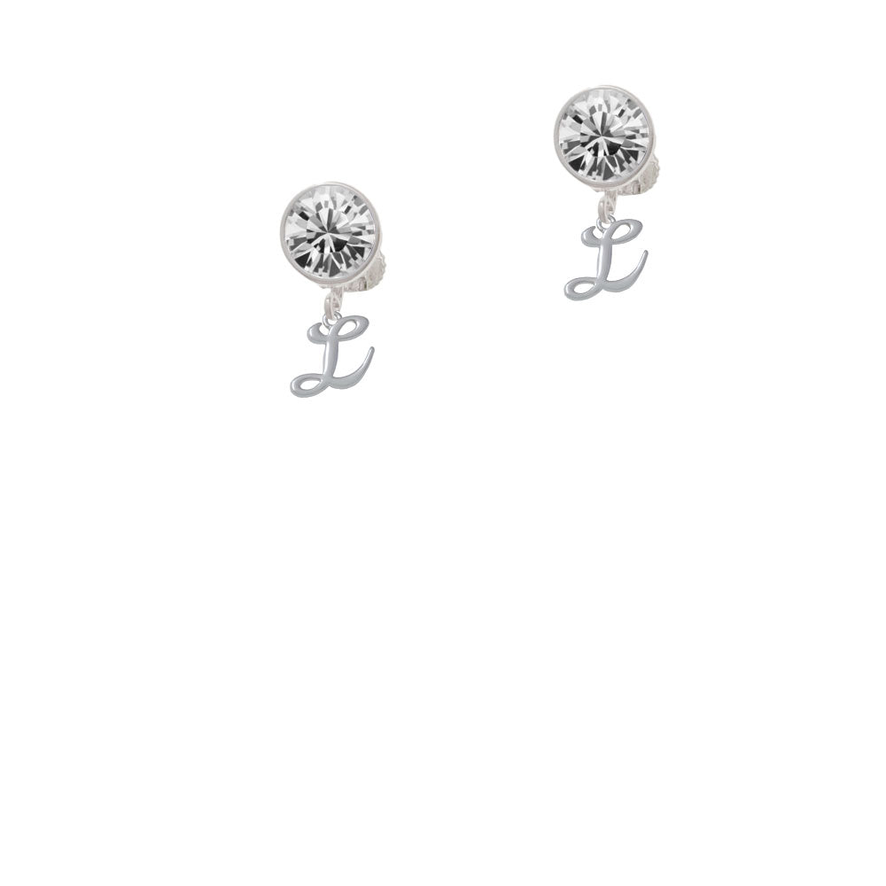 Mini Gelato Script Initial - L - Crystal Clip On Earrings Image 2