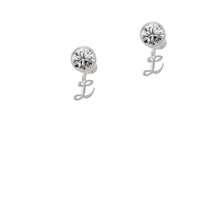 Mini Gelato Script Initial - L - Crystal Clip On Earrings Image 1