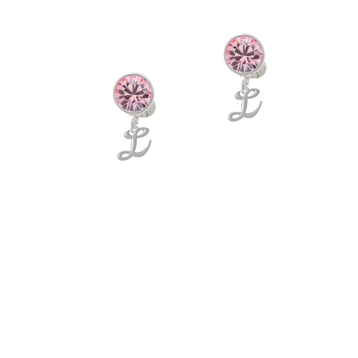 Mini Gelato Script Initial - L - Crystal Clip On Earrings Image 1