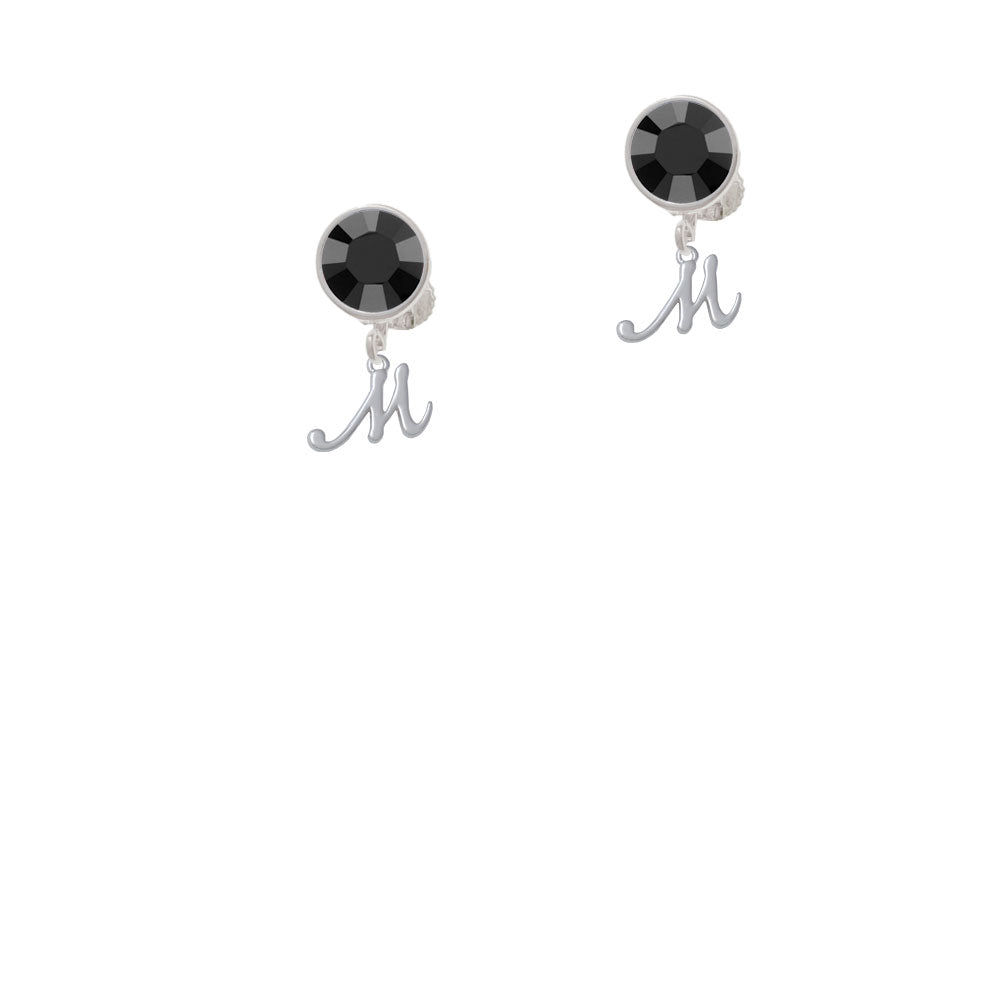 Mini Gelato Script Initial - M - Crystal Clip On Earrings Image 3