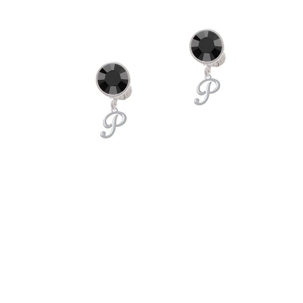 Mini Gelato Script Initial - P - Crystal Clip On Earrings Image 3